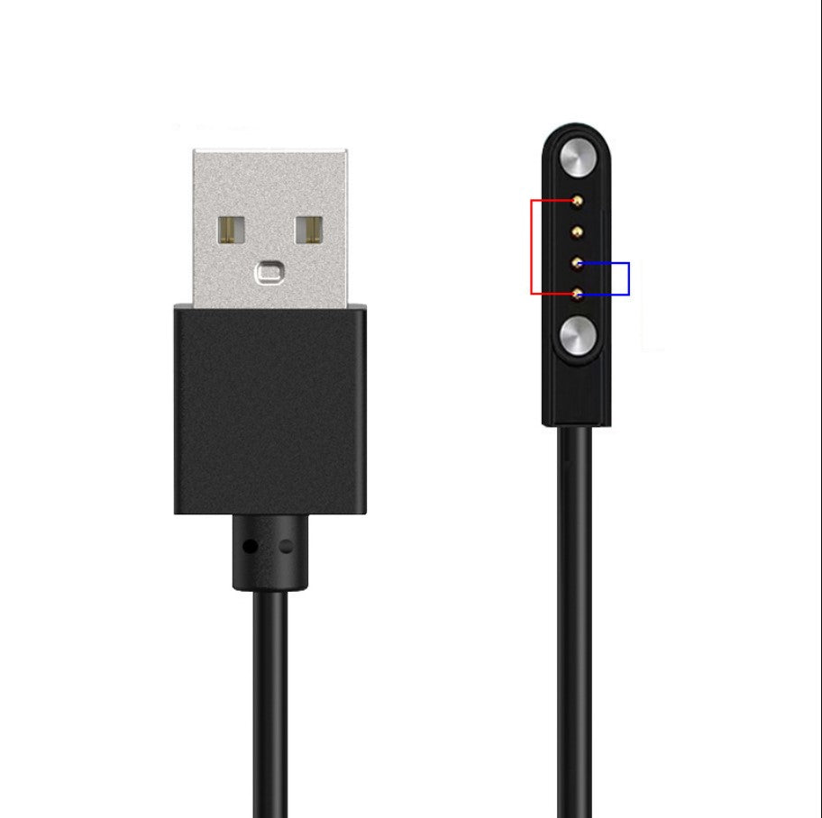 Universal Smartwatch Magnetic Charging Data Cable - Black 4P/7.62-14.3mm